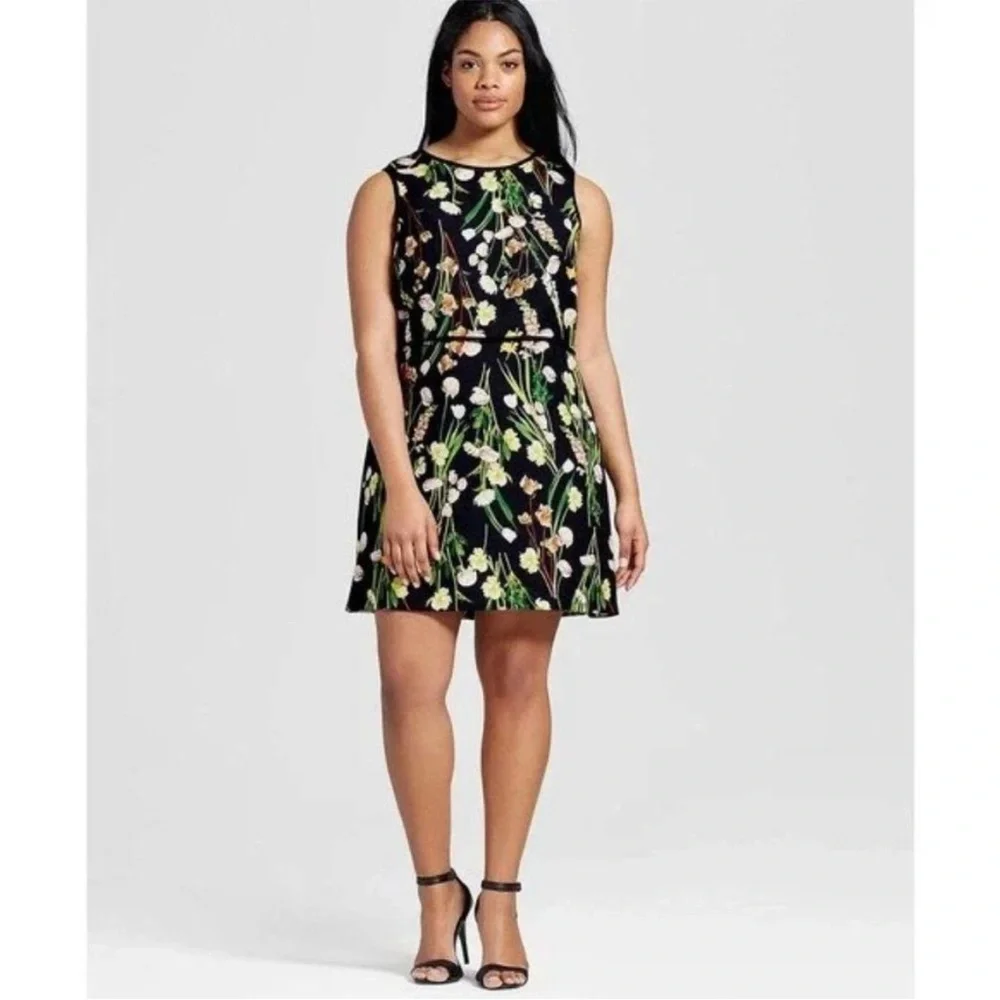 Victoria Beckham for Target black floral sheath dress NEW 1X